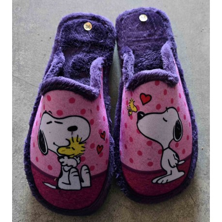 Zapatilla Mujer Tejido Invierno Suela Microporosa Snoopy